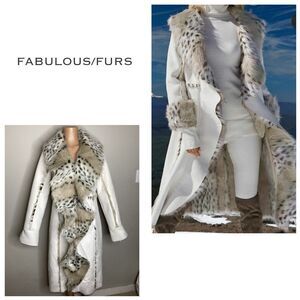 New. Fabulous Furs long faux lynx coat. Medium. Retails $999
